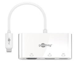 Multi adapter USB-C - VGA + Display Port + HDMI Goobay Biały