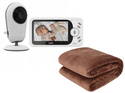 Zestaw Niania Elektroniczna INOLY Ava + Kocyk dziecięcy TILLYOU CIEMNO-BRĄZOWY