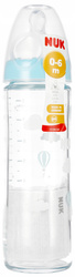 NUK Butelka szklana ze smoczkiem 240 ml 0-6m New Classic niebieska